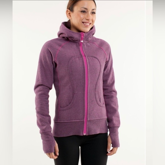 Lululemon Scuba Hoodie  *Stripe Grey& Pink - Picture 1 of 6